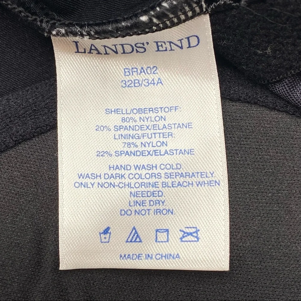 Lands End Classic Tankini Swim Top Size 32B 34A Bra Top Beach Vacation Resort